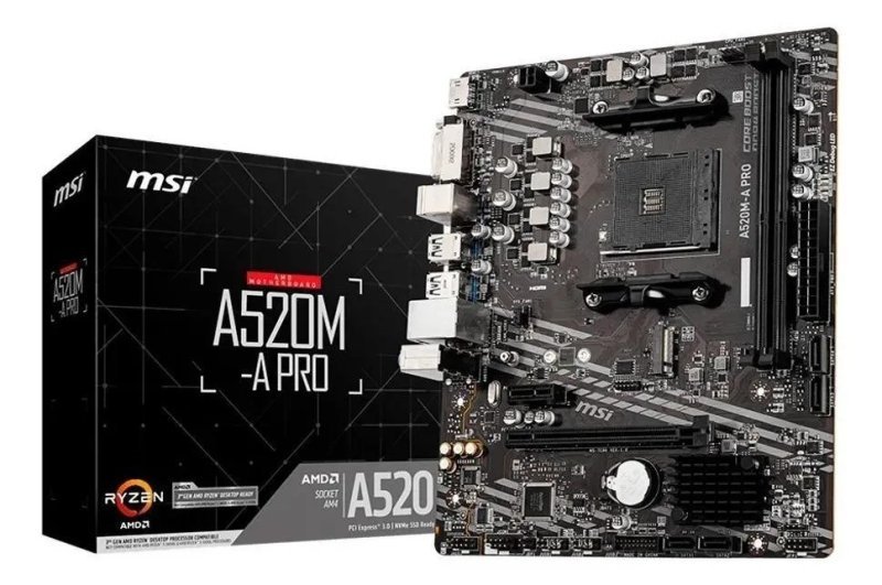 Placa-mãe Msi A520m-a Pro Amd Am4 Matx Ddr4 Preto