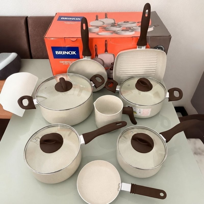 Conj de Panelas 8 Peças Ceramic Life Smart Plus Vanilla - Brinox