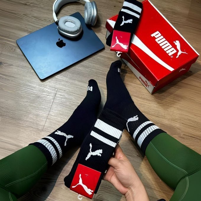 Kit com 3 Pares de Meias Puma Cano Alto Longo