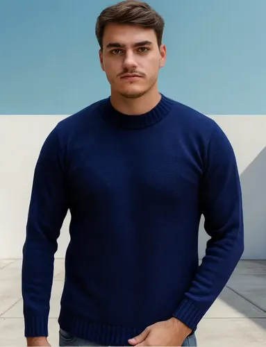 Blusa Tricô Masculina Lã Suéter Gola Careca Cardigan Inverno