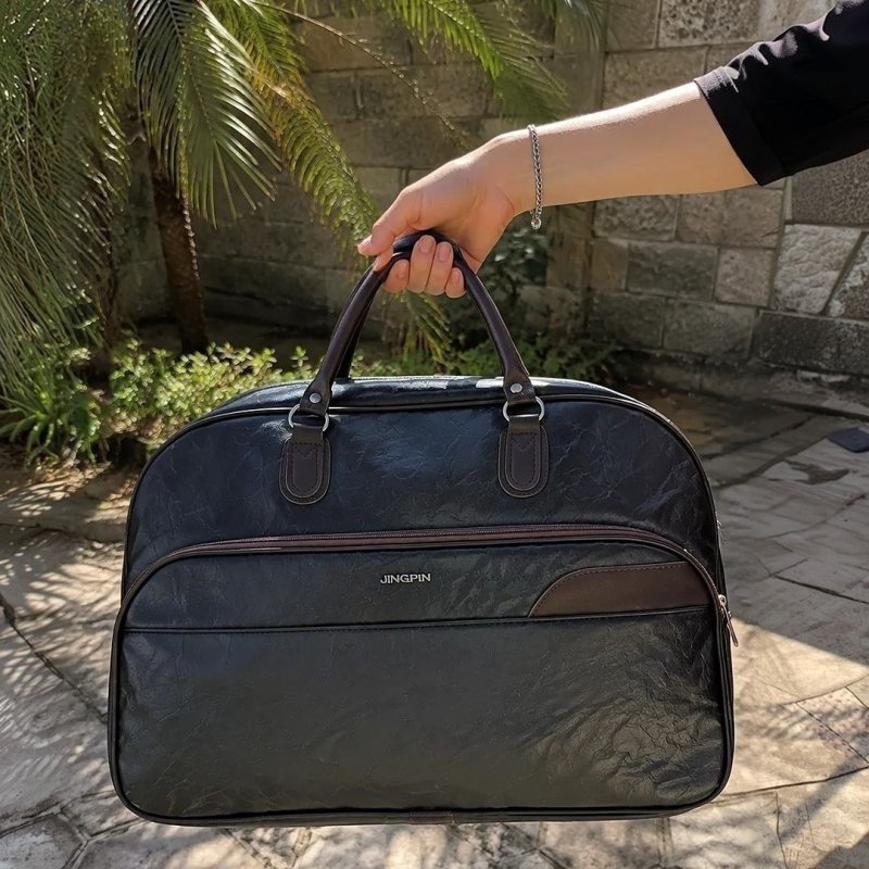 Bolsa Couro Grande De Viagem Mala Mão Resistente Preta Artestore