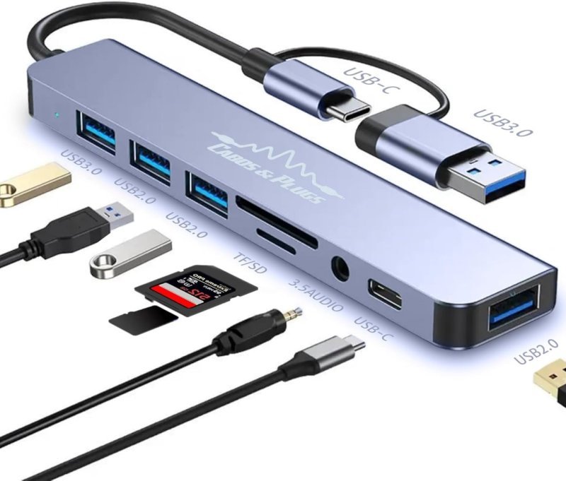 Hub USB-C e 3.0, 8 em 1