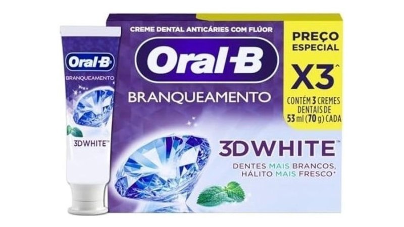 Oral-B Pasta de Dente 3D White Brilliant Fresh, 3 Unidades de 70 g