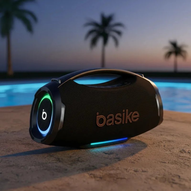 Caixa de Som Portátil Basike Bluetooth 200W Com Graves Reforçados e À Prova D'Água