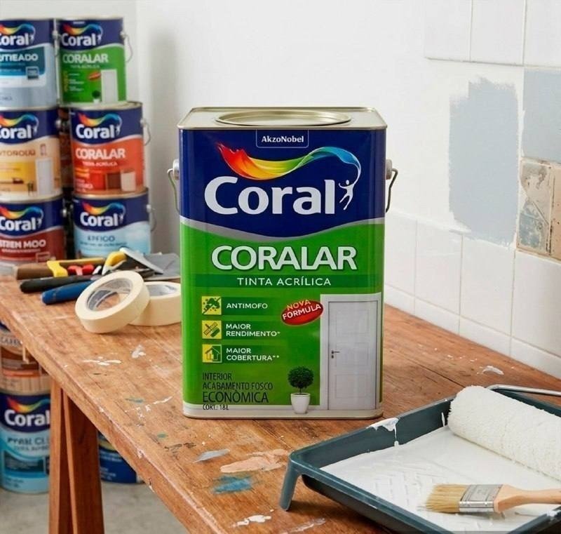 Latex acrílica tinta coral anti mofo branco 18l coralar branco fosco + Frete Grátis