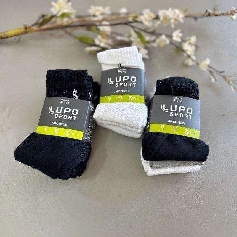 Kit 6 Pares Meias Lupo Cano Médio Esportivas Academia