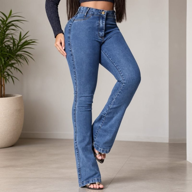 Calça Flare Jeans Cintura Alta + Frete Grátis
