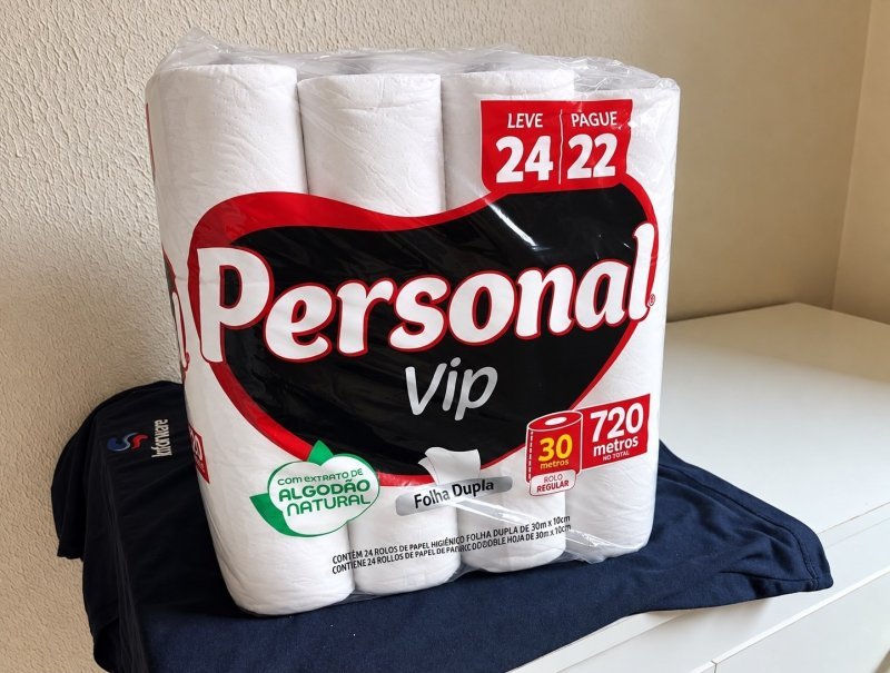 3x Personal VIP - Papel Higiênico Folha Dupla, Branco 24 unidades (72 total)