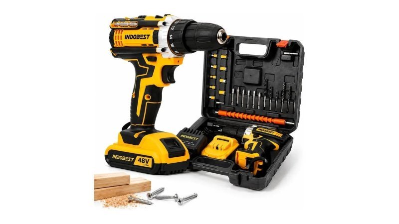 Parafusadeira Furadeira Sem Fio VLX 48V, Kit Completo Com 2 Baterias e Maleta