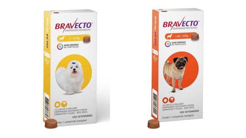 Bravecto® 112,5mg Antipulgas e Carrapatos para Cães de 2 a 4,5kg 1 Comprimido Mastigável