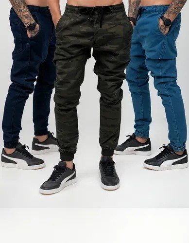 Kit 3 Calças Jogger Masculina Jeans Com Punho Elastico