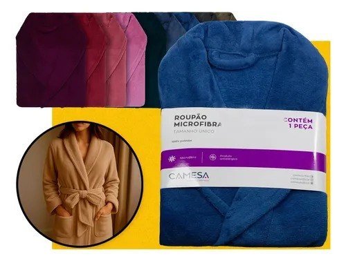 Roupão Microfibra Adulto Extra Macio Unissex Várias Cores