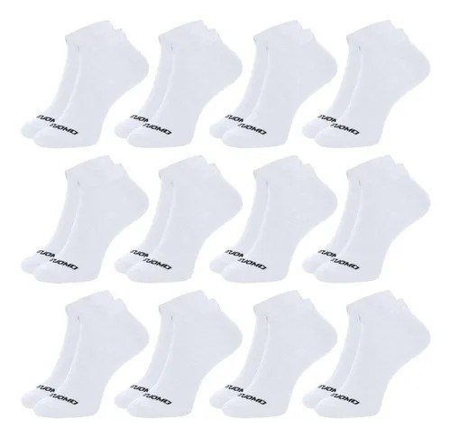 Kit 12 Pares Meia Masculina Cano Curto Soquete Algodão Duomo 12 Branco Masculina