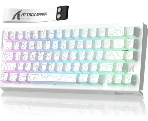 Teclado Mecânico Gamer Attack Shark X68he Linhas De Contorno Brancas Inglês