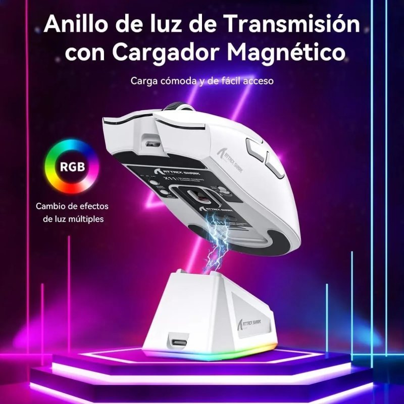 Mouse Gamer Sem Fio Attack Shark X11 Com Base