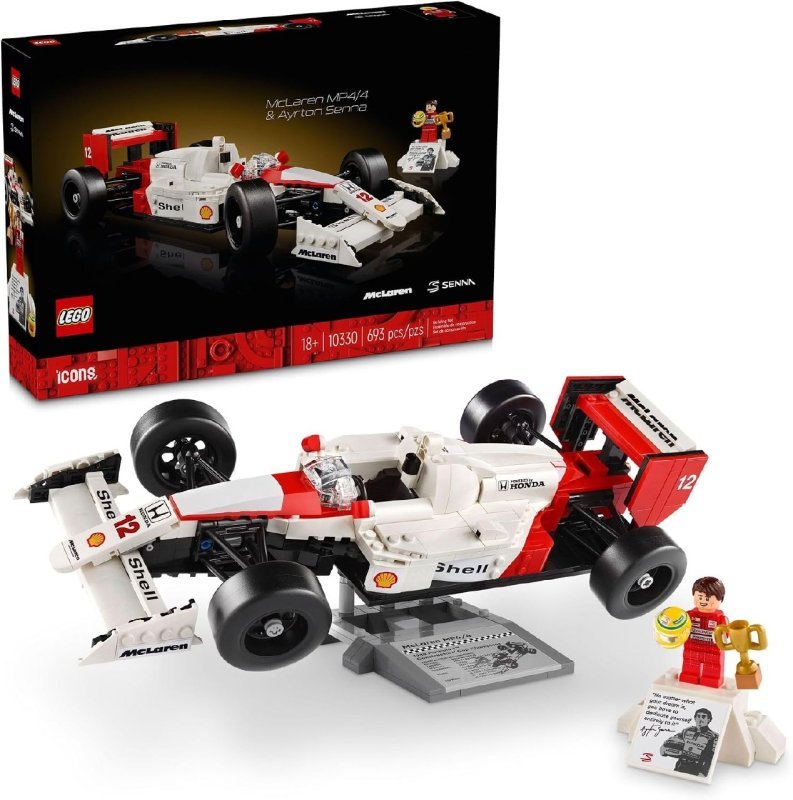 LEGO Icons Carro de F1 McLaren MP4/4 e Ayrton Senna 10330 (693 Peças) + Frete Grátis