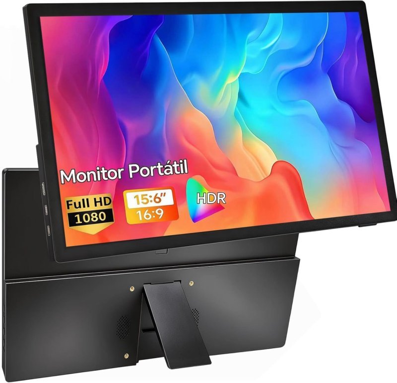 Monitor portátil de 15,6 polegadas, Conectividade USB-C HDMI Full HD 1080P