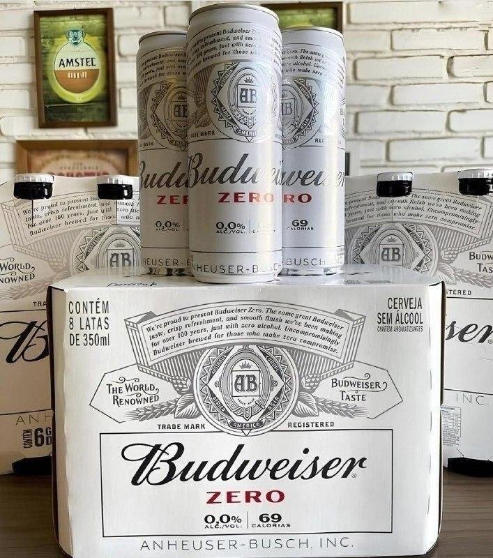 Pack com 8 Cervejas Budweiser Zero Álcool 350ml