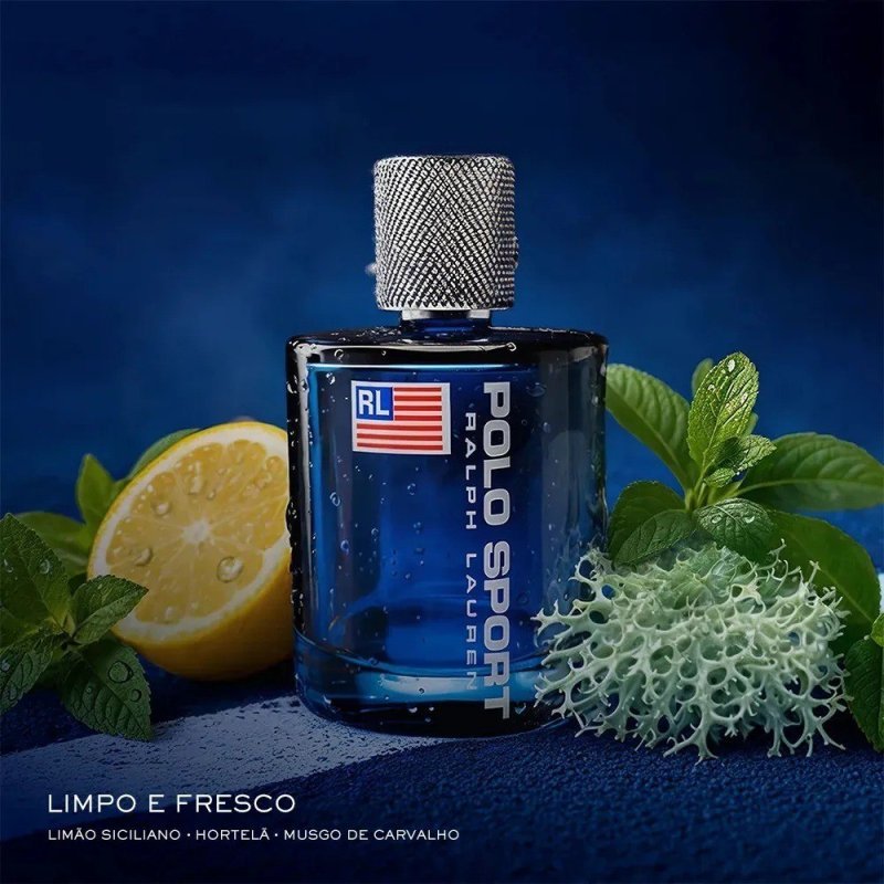 Perfume Masculino Aromático Cítrico Fresco e Energizante, Eau de Toilette Polo Sport Ralph Lauren 100ml