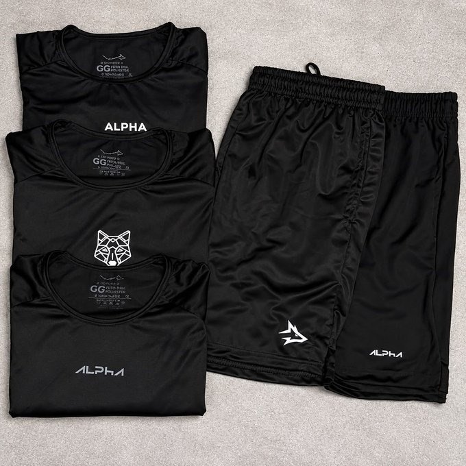 Kit com 5 Camisetas Dry All Black Alpha + Frete Grátis