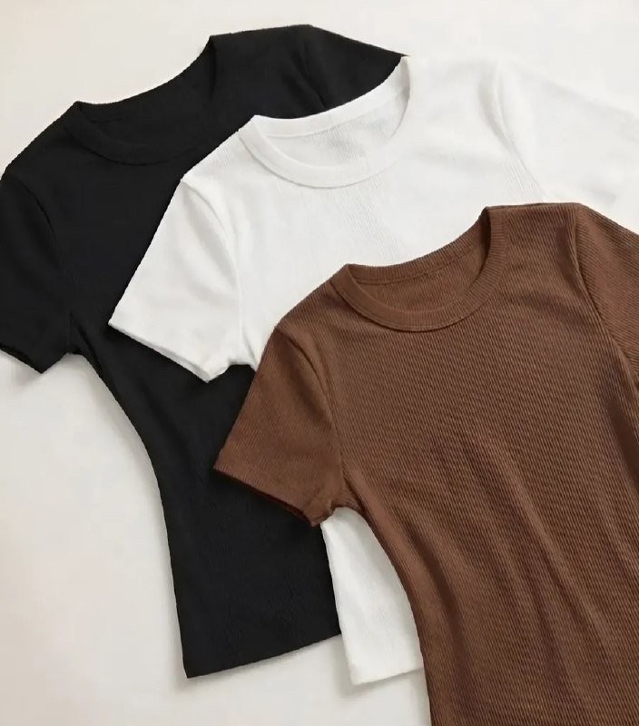 Kit 3 Camiseta Canelada Feminina Baby Tee Manga Curta Básica + Frete Grátis