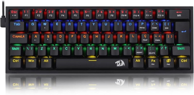 Redragon TECLADO MECANICO GAMER FIZZ RAINBOW PRETO SWITCH AZUL