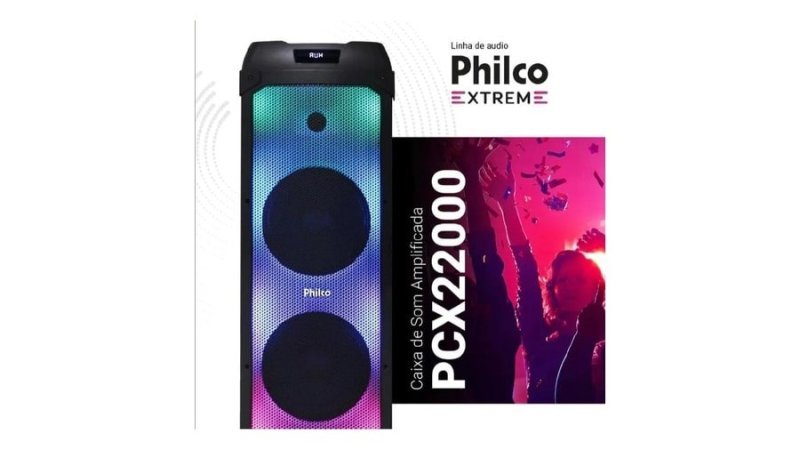 Caixa de Som Philco Extreme 2400W 2x Woofer PCX22000 Bivolt