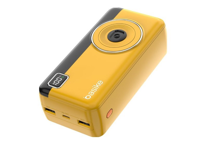 Power Bank 30000mAh, Basike Carregador Portátil com Cabo(Amarelo)