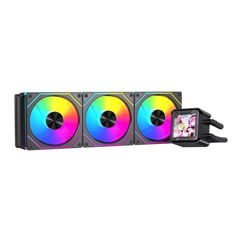 Water Cooler Acegeek CryoScreen 360, ARGB, 2.8 inch LCD, 360mm, Preto, AG-CRYOSCREEN360-BK