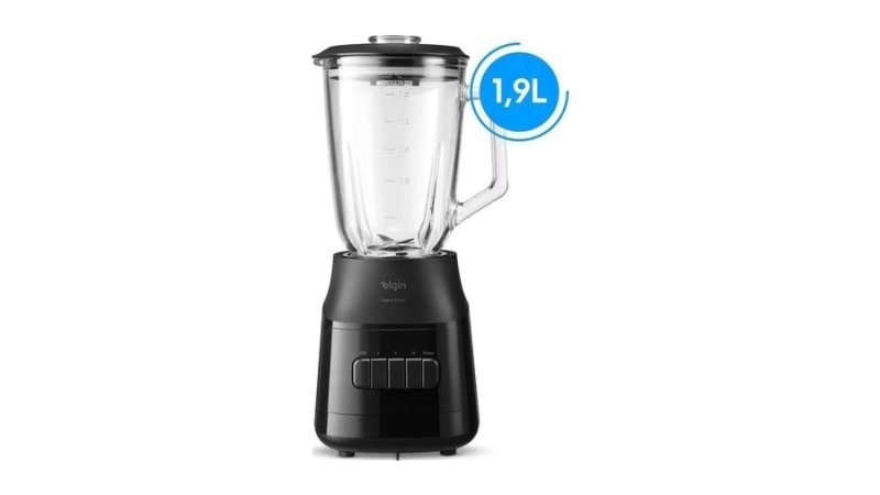 Liquidificador Super Force Preto 900W 3 Velocidades Jarra de Vidro 1,9L Função Pulsar Elgin