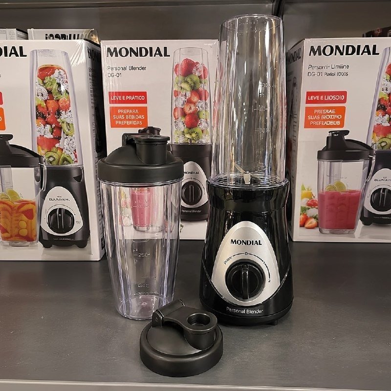 Personal Blender, Mondial, Preto/prata, 500W DG-01 + Frete Grátis