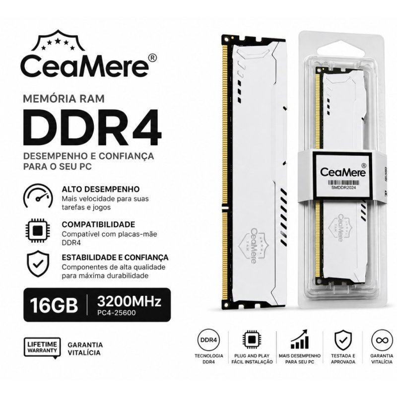 Memória RAM DDR4 16GB / 8GB 3200MHz / 2666MHz Desktop PC 288PIN 1.2V CeaMere Alta Performance