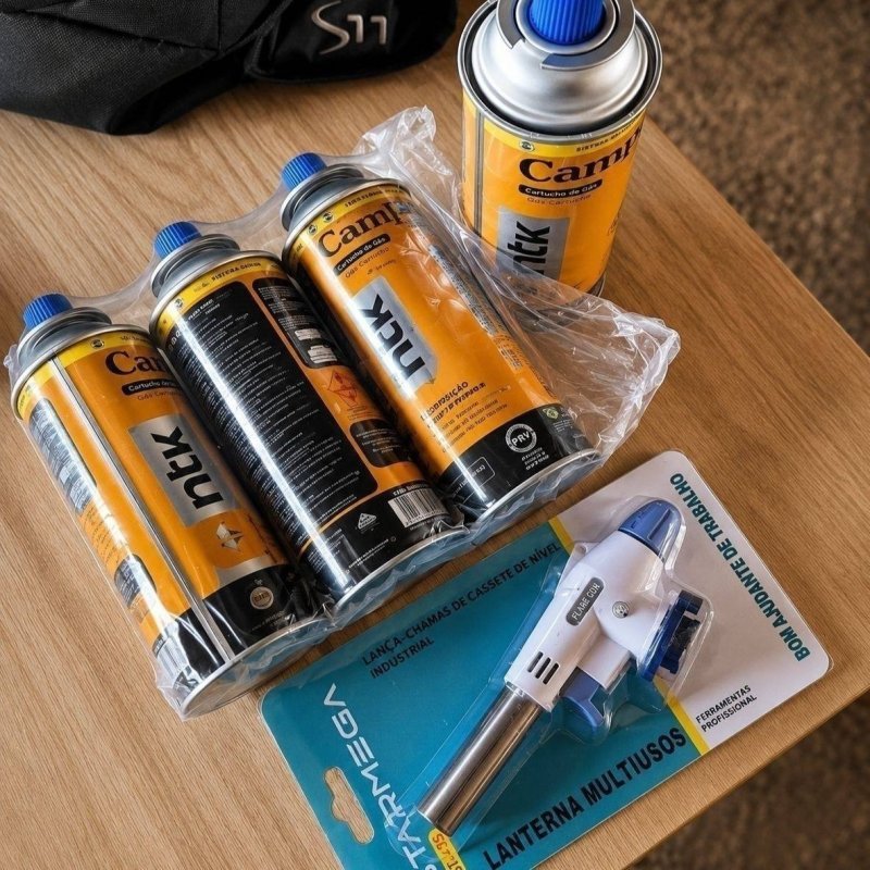Kit Maçarico Portátil Automático com 4 Refis de Gás Butano