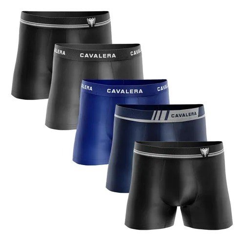 Kit 5 Cuecas Boxer Masculina Cavalera Sem Costura Poliamida Sortidos Liso G