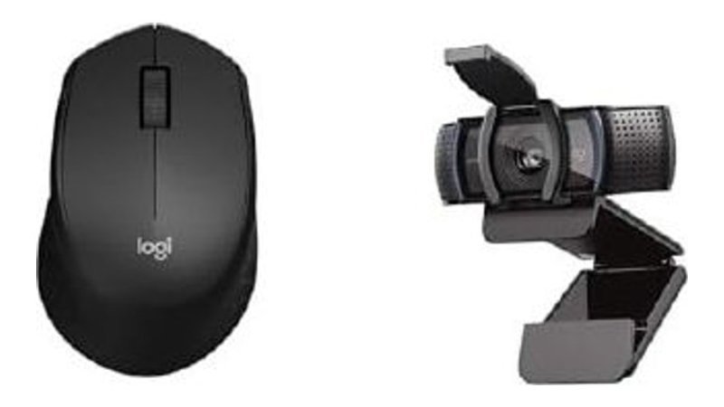 Mouse Sem Fio Logitech M330 SILENT Preto + Webcam Full HD Logitech C920s