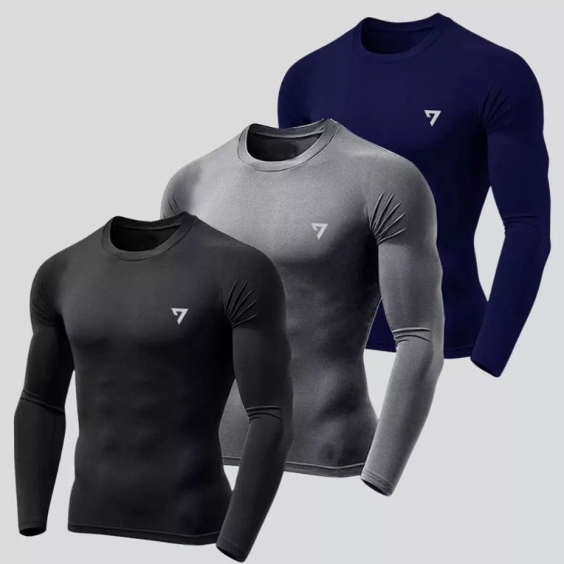 Kit 3 Camisetas Térmicas Masculina Segunda Pele Camisa UV50