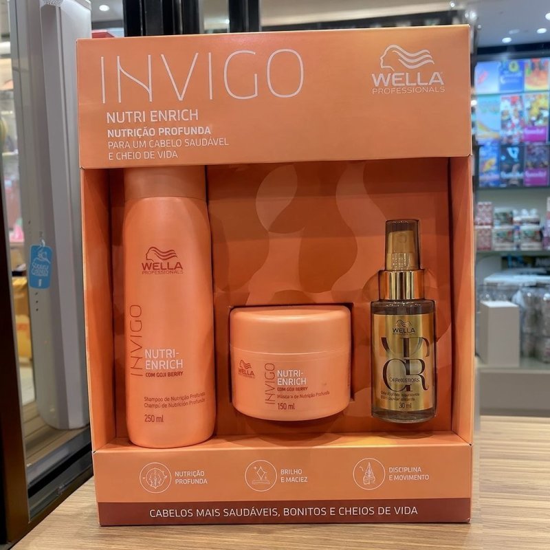 Kit Nutri Enrich Shampoo, Máscara E Oil Reflections - Wella