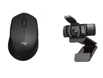 Mouse Sem Fio Logitech M330 SILENT - Preto + Webcam Full HD Logitech C920s