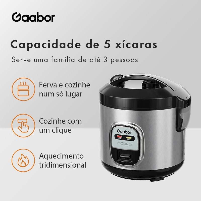 Gaabor Panela Elétrica de Arroz 2 em 1 1L com Cestinha de Vapor Cozinha Antiaderente RC-20M01A