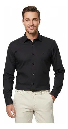 Camisa Masculina Slim Fit Polo Wear Preto P