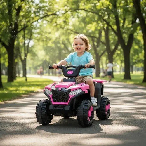 Quadriciclo Com Pedal Elétrico 6v Som E Farol Led Rosa Cor Rosa-pink