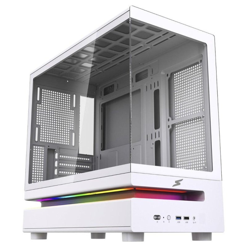 Gabinete Gamer SuperFrame Flow 500, RGB, Mid Tower, Vidro Temperado, M-ATX, Sem Fans, Branco
