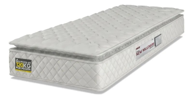 Colchão Solteiro Espuma D33 Pillow Top New Millenium – Branco