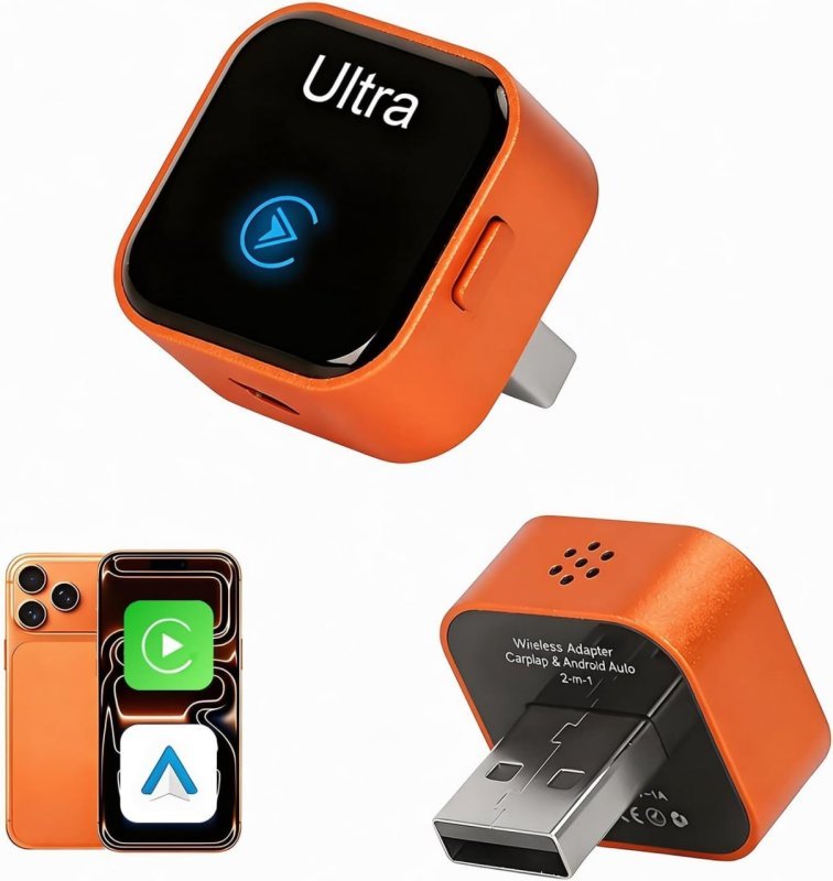 Adaptador Automotivo 2 em 1 CarPlay Sem Fio – Mini USB Dongle