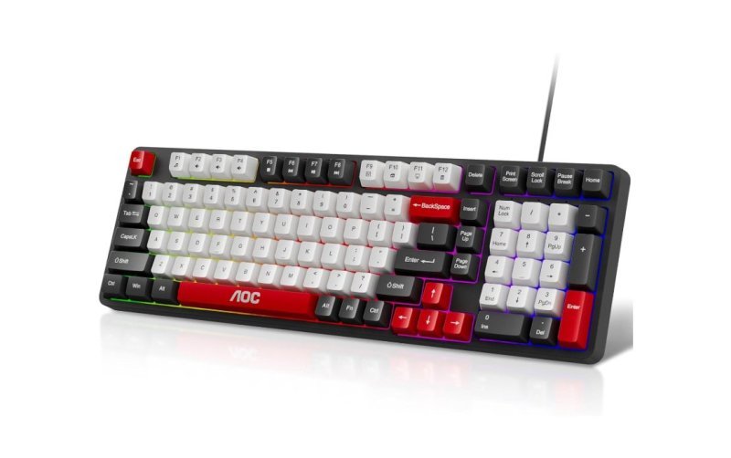 AOC GK116 Teclado com fio, Teclado Membrana Gamer RGB