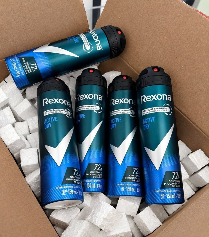 Kit Desodorante Aerosol Rexona Active Dry Azul 150ml - 5 Unidades