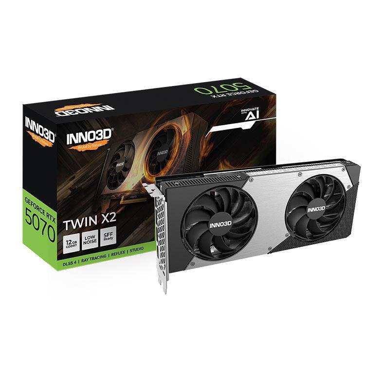 Placa de Video INNO3D GeForce RTX 5070 Twin X2, 12GB, GDDR7, 192-bit, N50702-12D7-195064N