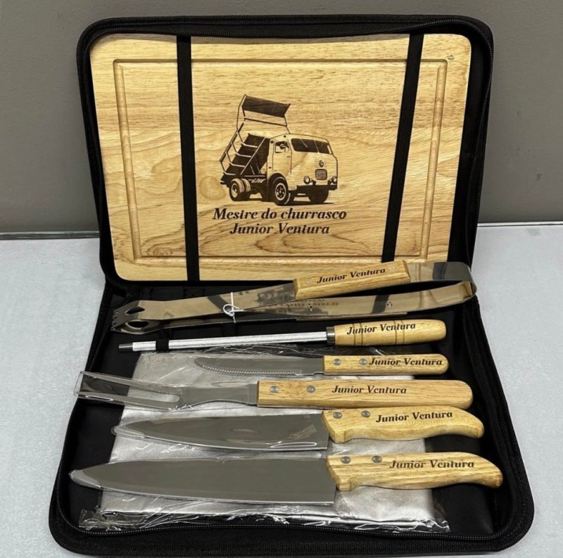 Kit Churrasco Personalizado Tábua Faca Garfo