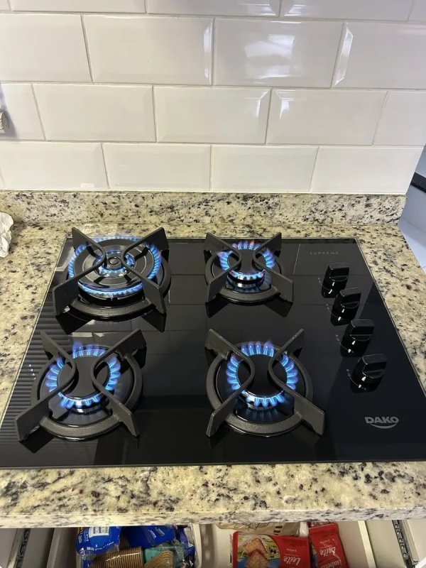 Cooktop 4 Bocas Dako Supreme Com Mesa de Vidro e Tripla Chama - Bivolt