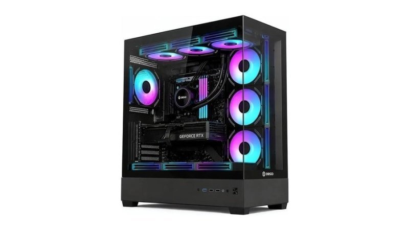 Gabinete Gamer Obsid Frame Preto Vidro Mid Tower S/ Fan Preto